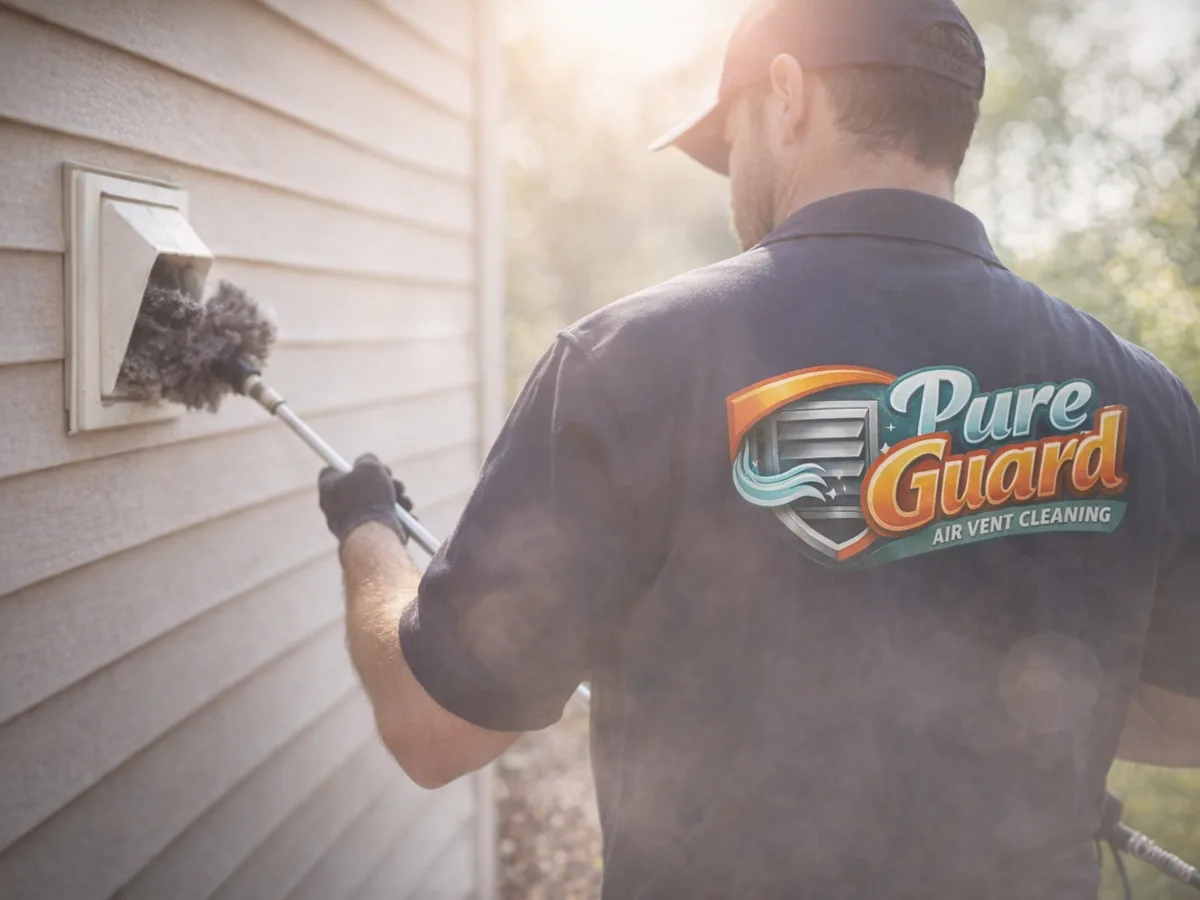 dryer vent cleaning technician on the job in Petaluma, CA